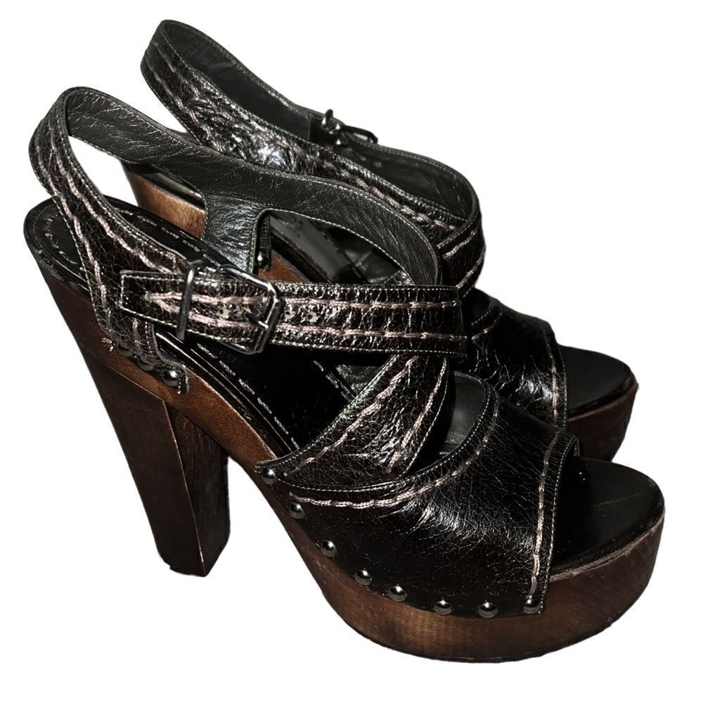 𝅺PRADA Heels Authentic vintage platform sandals Brown Leather Size 39.5 US 9.5